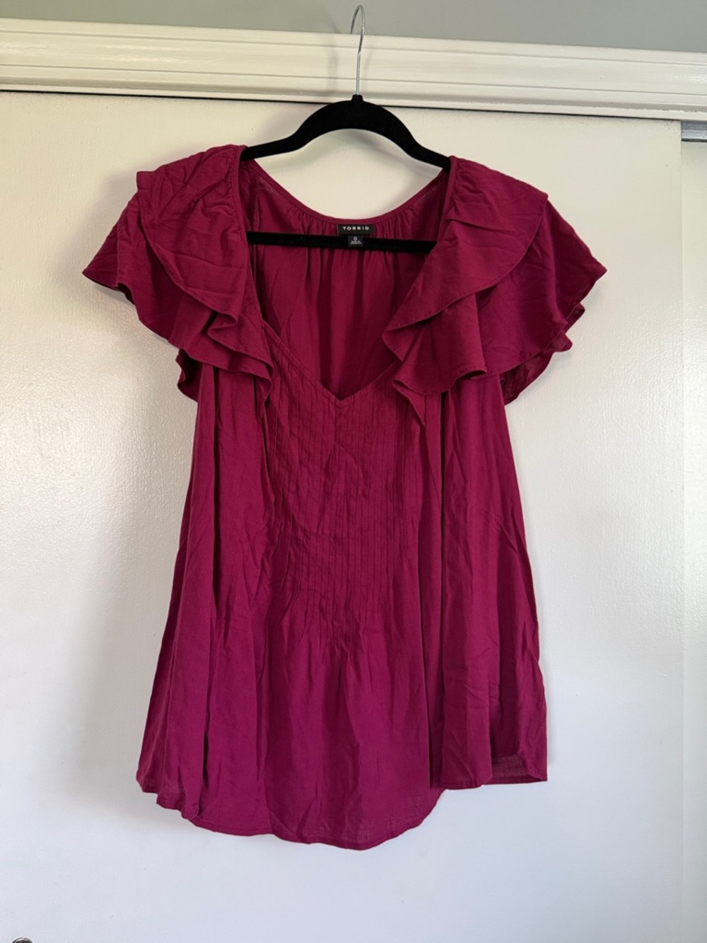 torrid Berry Pink Ruffle V-Neck Blouse